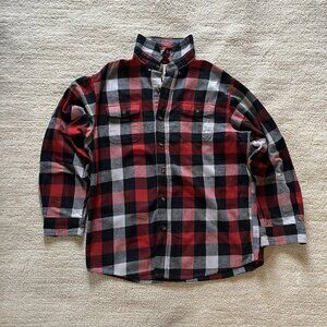RedHead Cabela's Red Black White Flannel Plaid Long Sleeve Shirt Mens Large